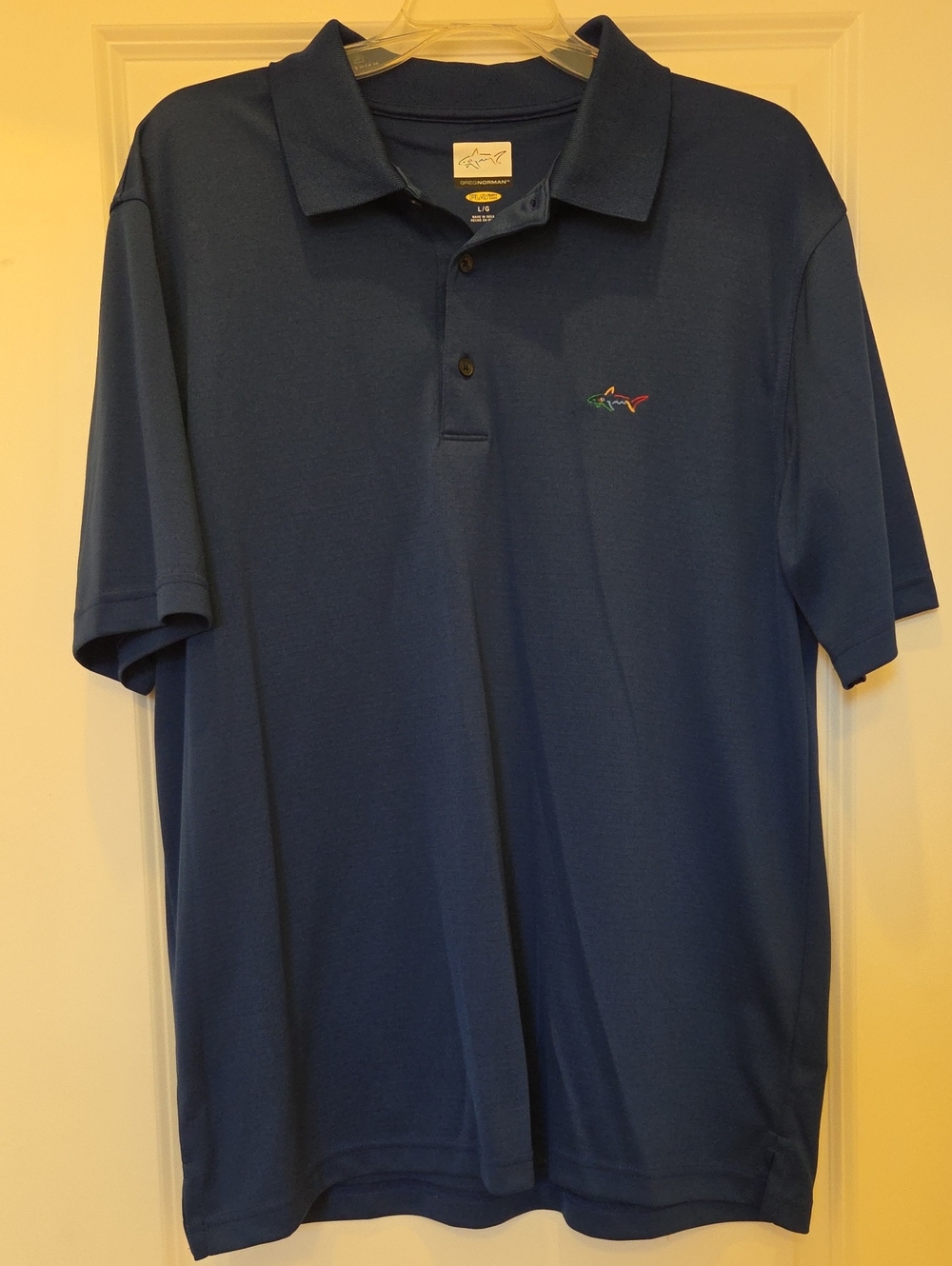 Greg Norman Men's Navy Blue Golf Polo - Size Large